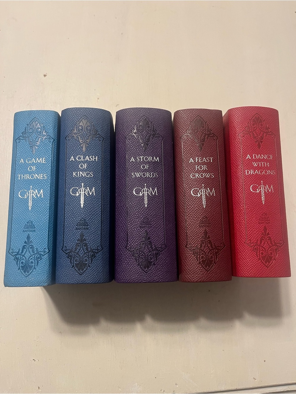 A Song of Ice and Fire Leather Book Box Set - Blue, Navy, Purple, Maroon, Red